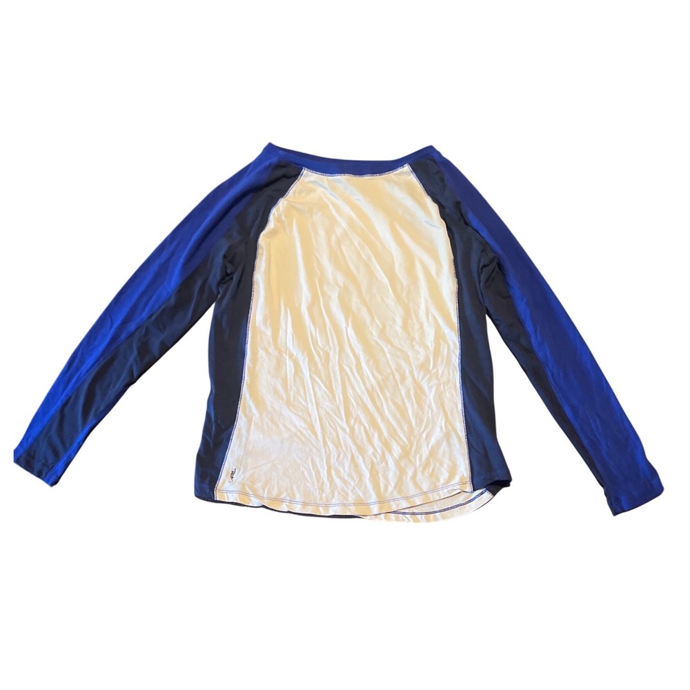 Lauren Active Ralph Lauren Blue White Colorblock Raglan Long Sleeve Top Medium